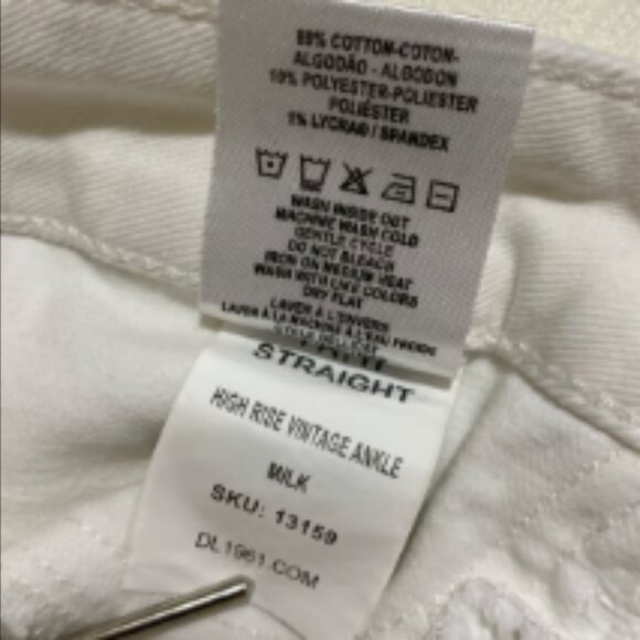 DL1961 Women's Patti Straight High Rise Vintage Ankle White Jeans Size 24W - Picture 12 of 15